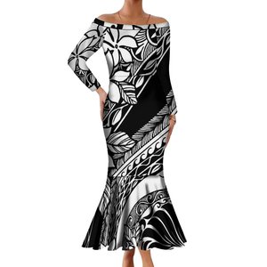 Abito da sera polinesiano a coda di pesce con stampa tribale taglie forti abito da donna nuovo stile a <span class=keywords><strong>maniche</strong></span> <span class=keywords><strong>lunghe</strong></span> - Product Image 3