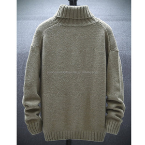 Pulls d'hiver en coton pour hommes pulls décontractés à manches longues <span class=keywords><strong>pull</strong></span> épais <span class=keywords><strong>pull</strong></span> tricoté col roulé cardigan en laine - Product Image 5
