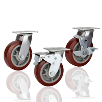 Roulettes pivotantes robustes Millmiss rouges 150 mm en polyuréthane (PU) avec noyau en PP pour chariots – Roues de chariot directement de l'usine