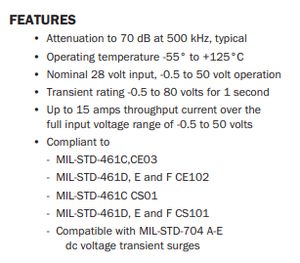 ตัวกรองสัญญาณรบกวน FMCE-1528 สำหรับอินพุต EMI 28 โวลต์ - 15 แอมป์ - Product Image 4