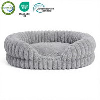 Yang Yang Haustierbett aus Festem Veloursstoff in Grau, Rundes Luxus-Hundebett mit Abnehmbarem Bezug, Kartonverpackt, Für Alle Jahreszeiten Geeignet