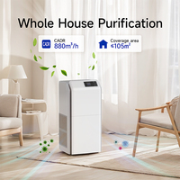 Purificateur d'air portable double HEPA 13 avec contrôle WIFI par application, grand modèle avec moniteur de qualité de l'air et filtre à charbon actif pour salon