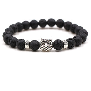 Pulseras de cuentas con cabeza de búdama para hombre, piedra ojo de tigre, roca volcánica, malaquita, cuarzo rosa, brazaletes para mujer, regalos budistas de oración - Product Image 4