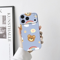 Coque de téléphone intégrale motif petit ours mignon, coque rigide brillante avec protection d'objectif pour iPhone 17 16 15 Pro Max