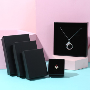 Wholesale Cheap Black Matte Collectible Gift Ring Earing Jewelry Packaging <b>Box</b> Cardboard Flip <b>Top</b> Jewellery <b>Box</b> - Product Image 3