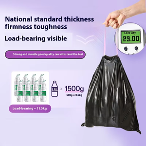 Siêu dày xé miễn phí xách tay lớn màu đen PE nhựa hộ gia đình nhà bếp Dây Kéo Túi rác - Product Image 5