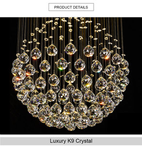 Lampadario con Perle di Cristallo, Sfere e Nappe Decorative, Luci Pendenti Eleganti per Villa, Casa, Soggiorno, Illuminazione da Soffitto - Product Image 5
