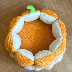 Nid pour animaux de compagnie en polaire épaisse doublée de polaire, motif uni, pour un sommeil profond, Halloween, citrouille, pour chat et petit chien, vente en gros, automne-hiver - Product Image 6