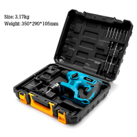Perceuse à percussion sans fil alimentée par batterie au lithium 21V pour murs en béton, briques, perceuse à percussion sans fil avec 2 batteries, 1 chargeur