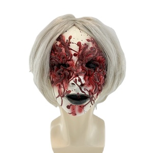 Scary Witch Bloody Ghostly Girl Disfraz Látex Horror <span class=keywords><strong>Payaso</strong></span> Sierra Máscara Horror Jigsaw Show Juego de rol Mascarada Fiesta Máscara de látex - Product Image 1