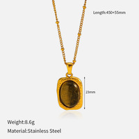 Collier pour femme en acier inoxydable avec pendentif œil de tigre, chaîne en bambou sportive, couleur or, luxe léger, inaltérable, chaîne de pull, modèle international
