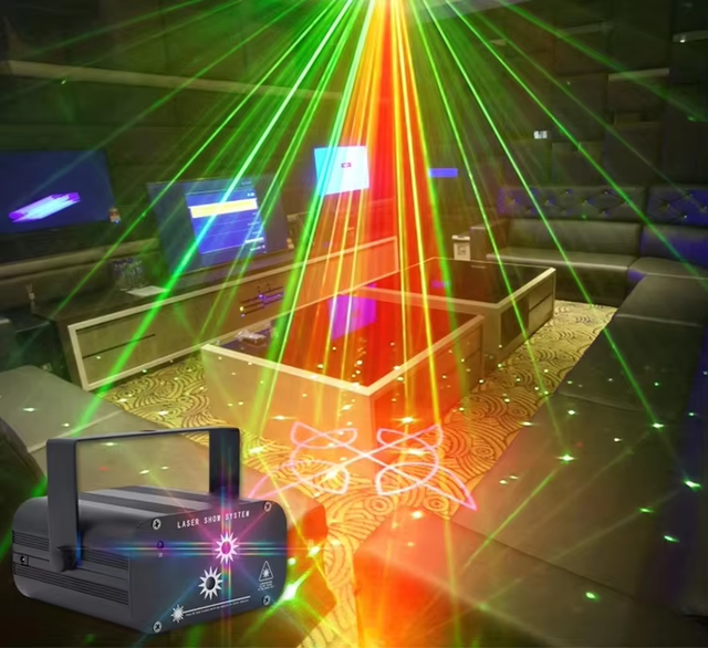 LED Laser Stage Light Mini Full Star Pattern Voice Control IP65 Waterproof for KTV Home Christmas Party Projection