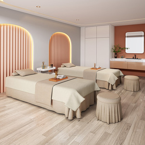 Set <span class=keywords><strong>Copriletto</strong></span> 4 Pezzi per Massaggi e Centri Estetici, Stile Europeo di Lusso in Tinta Unita - Product Image 1