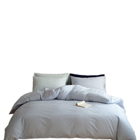 Ensemble de literie en coton pur, housse de couette et draps de couleur unie pour la maison et l'hôtel