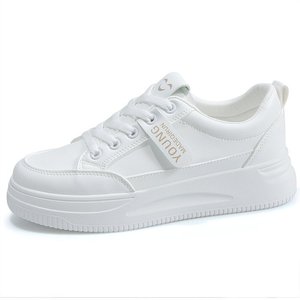 <span class=keywords><strong>Zapatillas</strong></span> de Tenis de Cuero PU para Mujer Zapatos Casuales de Caña Baja con Cordones Cómodos Zapatos Planos Blancos para Dama y Chica Sneakers para Mujer - Product Image 2