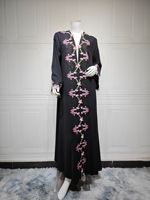 Vêtement d'extérieur une pièce pour femme, noir, long, modeste, respirant et léger, avec empiècements en dentelle Nida, à manches longues, idéal pour l'été – Vente en gros