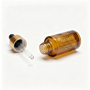 Botella cuentagotas redonda <span class=keywords><strong>de</strong></span> PET <span class=keywords><strong>de</strong></span> pared <span class=keywords><strong>gruesa</strong></span> <span class=keywords><strong>de</strong></span> 30 ml con bombilla <span class=keywords><strong>de</strong></span> <span class=keywords><strong>silicona</strong></span> negra y tapa <span class=keywords><strong>de</strong></span> metal, color personalizado OEM, para envasado <span class=keywords><strong>de</strong></span> suero nocturno y aceite facial. - Product Image 6