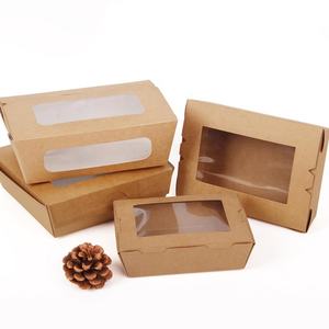 Caja de papel Kraft desechable con tapa de ventana, caja de ensalada de comida rápida con estampado personalizado - Product Image 4