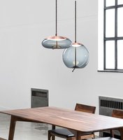 Luminaire suspendu en verre torsadé simple avec LED, verre gris fumé créatif, lustre pour cuisine et restaurant