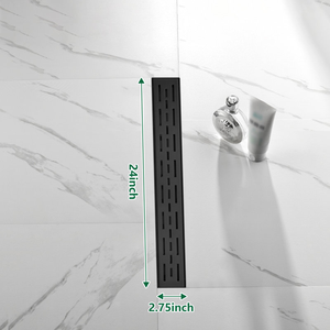 Desagüe de Ducha Lineal Moderno de 24 Pulgadas, Negro Mate, Acero Inoxidable 304, Desagüe de Piso para Baño de Hotel, Desagüe de Ducha Rectangular de 600 mm - Product Image 2