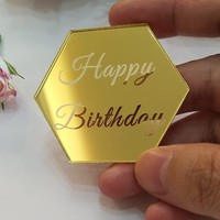 Günstiger Preis Cupcake Topper Spiegel Acryl Sechseck Kuchen Dekoration für Geburtstags feier