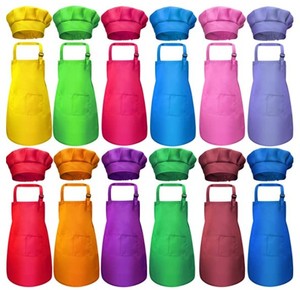 Pattern Adjustable Baking Girl Children Colorful Child Size Cute Cooking Kitchen Kids Chef <b>Hat</b> and Apron Set - Product Image 2