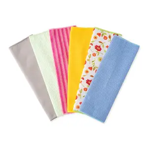 Jesun Multifunnylon Polyester Walf Checks Fabric PP Swedish Microfiber Dish Towel Cleaning Cloths For Kitchen Glasses In Bulk