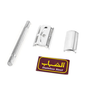 AL-517 бритва ALSHABAB с никелевой ручкой со стальным покрытием, одно лезвие для мужского бритья лица/тела/подмышек - Product Image 4