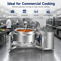 Marmite de cuisson automatique commerciale électromagnétique à agitation planétaire en acier inoxydable, mélangeur de cuisson, cuve de 600 mm, double combustible, économie d'énergie