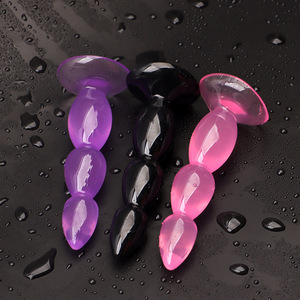 3-Bead Anal Plug <b>TPE</b> Real Touch Feeling Anal Sex Toys Black Pink Purple - Product Image 4