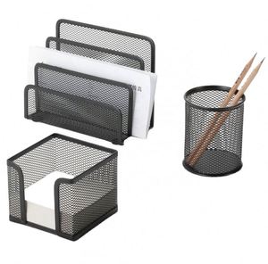 Ensemble de 3 organiseurs de bureau en métal, décoration de bureau, fournitures de bureau, accessoires de papeterie - Product Image 1