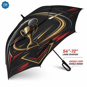 Paraguas de Golf Recto para Adultos de 54 Pulgadas, Apertura Automática, Resistente al Viento, Doble Toldo, 8 Varillas de Fibra de Vidrio, Mango de Bucle, Paraguas Grande para Lluvia - Product Image 1