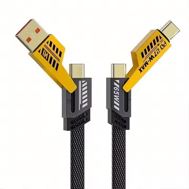 Advanced 4-in-1 Zinc Alloy Nylon Braided 65W Fast Charging USB Type C Cable with 480Mbps Data Sync for Smartphones Tablet Laptop