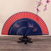 Éventail pliant classique chinois portable pour femme, peint à la main, en bambou, pour la danse du Nouvel An chinois