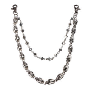 Chaîne de taille en métal double couche avec pendentif crâne et dés, style Hip Hop Punk, en argent tibétain, pour jeans et tenues décontractées - Product Image 5
