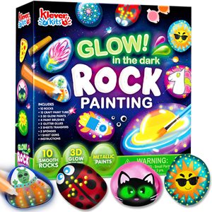 <span class=keywords><strong>Kit</strong></span> de <span class=keywords><strong>peinture</strong></span> <span class=keywords><strong>sur</strong></span> pierres MindPal pour enfants, 14 galets à peindre - <span class=keywords><strong>Kit</strong></span> de pierres qui brillent dans le noir - Arts et artisanat pour enfants de 6 à 12 ans - Product Image 1
