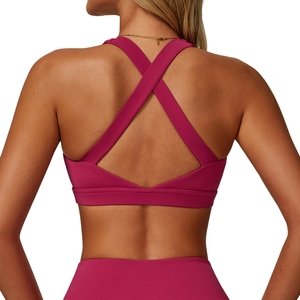 Femmes mince haute élastique doux dos croix sport soutien-gorge à bretelles rembourré athlétique haut d'entraînement sport soutien-gorge Fitness femmes Yoga porter - Product Image 2