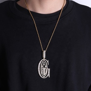 Hip hop rapper <span class=keywords><strong>tyga</strong></span> g Ice out Mặt dây chuyền Micro Pave CZ thiết kế lớn bảo lãnh cho nam giới đồ trang sức quà tặng dây chuỗi tinh tế chữ dây chuyền - Product Image 3