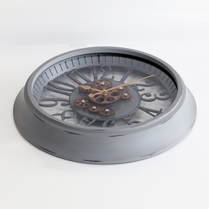 Grande <span class=keywords><strong>horloge</strong></span> murale ronde classique <span class=keywords><strong>en</strong></span> plastique vieilli de 20 pouces <span class=keywords><strong>avec</strong></span> <span class=keywords><strong>engrenage</strong></span> mobile - Product Image 4