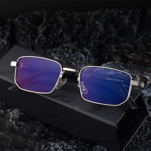 Lunettes de soleil carrées de luxe pour hommes, protection UV400, monture en métal et plastique, verres PC noirs, style haut de gamme pour l'extérieur - Product Image 3