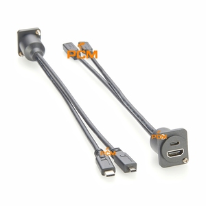0.3m Interface Multimédia Haute Définition <span class=keywords><strong>Femelle</strong></span> 2.0 à <span class=keywords><strong>Micro</strong></span> HD Port Mâle Adaptateur Connecteur USB C 3.1 Montage sur Panneau Câble Vidéo - Product Image 2