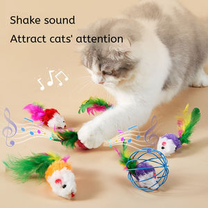 Vendita calda giocattolo interattivo per gatti di peluche con piume colorate che frusciano in stile moderno eco-friendly Design Self-Play per animali domestici - Product Image 1