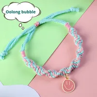 Collier réglable pour chien et chat, collier en coton tissé à la main avec pendentif Smiley coloré pour les accessoires pour animaux de compagnie printemps-été