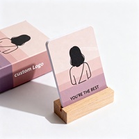 Citations inspirantes personnalisées imprimées sur mesure OEM Cartes d'affirmation de l'amour pour femmes avec bois direct