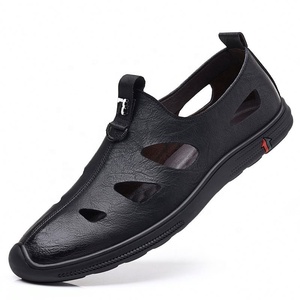 Sandalias de Cuero con Punta Redonda para Hombre, Estilo Deportivo de Verano, Suela de Goma, Entresuela de EVA, Forro de PU de Color Sólido - Product Image 5