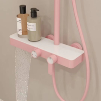 Ensemble de douche thermostatique haut de gamme au design moderne, système de douche en laiton pour salle de bain, mitigeur chaud/froid, robinets de douche roses