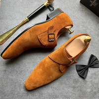 Herren Wildleder Single Monk Strap Schnürschuhe mit spitzer Zehenpartie, Business-Formal Monk Loafers, OEM ODM, personalisierte Freizeitschuhe aus Leder