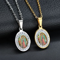 Collier Vierge Marie personnalisé nouveau design Offre Spéciale de bijouterie Collier Madonna en acier inoxydable plaqué or 18 carats avec zircon pour femmes