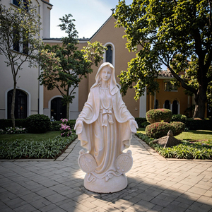 Statua Religiosa Personalizzata Grande da Esterno in Resina, della Vergine Maria Madre della Misericordia, con Croce Artistica Dipinta a Mano - Product Image 1