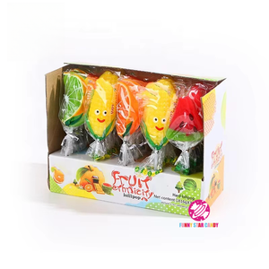 Proveedor al por mayor sabor a fruta maíz sandía naranja forma piruleta caramelo duro colorido dulce bombón - Product Image 6